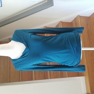 Banana Republic Teal Fitted Cowl Neck Top - Size S